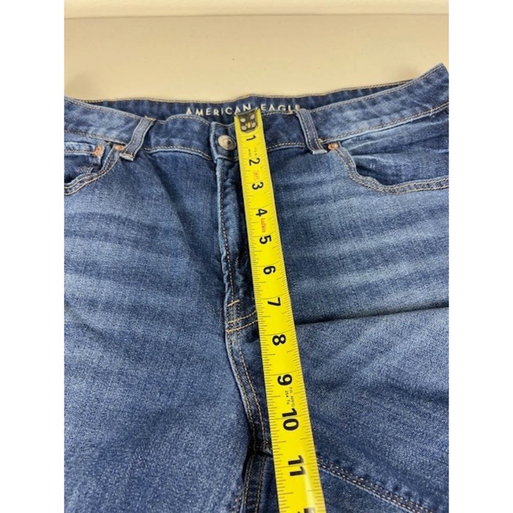 American Eagle Low-Rise Baggy Wide Leg Jeans Medium Wash Stretch 12 Long - Picture 6 of 14